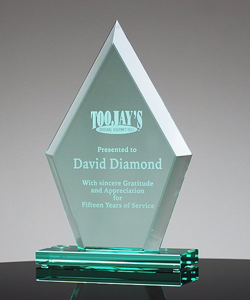 Beveled Diamond Jade Glass Award