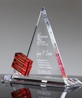 Merit Red on Base Rectangle Crystal Award OPT2104-R