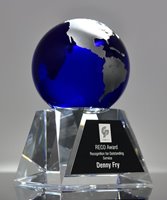 Picture of Blue Globe Crystal Trophy - Medium Size