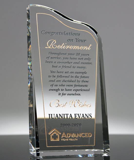 Home / Corporate Awards / Crystal Awards / Retirement Wave Crystal Award