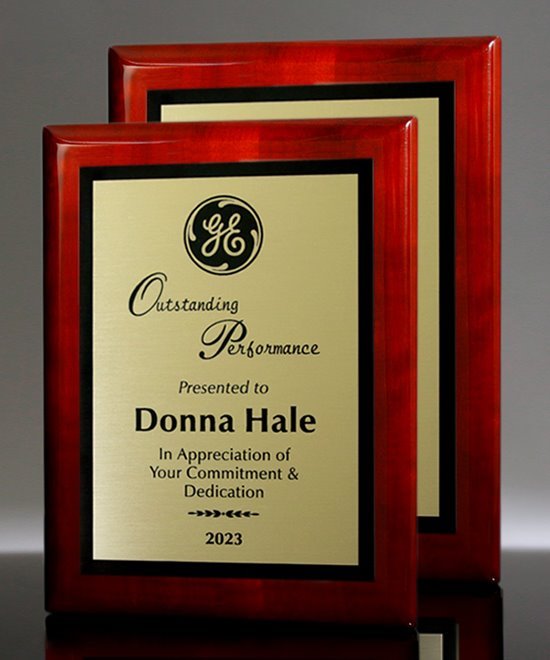 Gloss Rosewood Econo Award Plaque - Gold