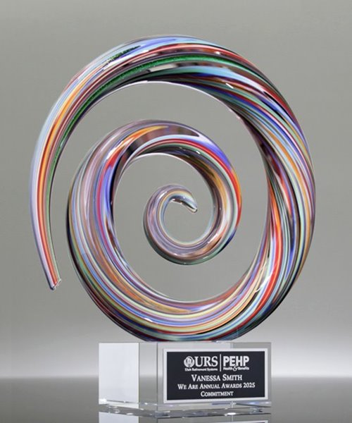 Swirling Spiral Art Glass Award-JDS-AGS24