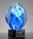 Picture of Blue Oval Swirl Art Glass Trophy