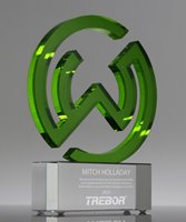Picture of Custom Green Crystal Logo Award