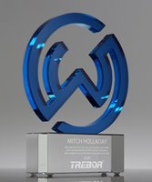 Picture of Custom Blue Crystal Logo Award