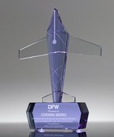 Picture of Custom Shaped Purple Crystal Airplane Award