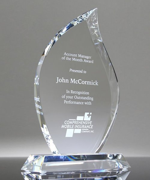 Picture of Beveled Flame Crystal Award