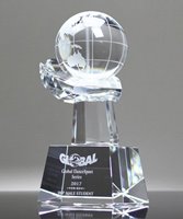 Picture of Crystal Globe on Hand Trophy - Engraved Base