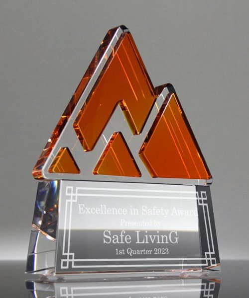 Picture of Custom Crystal Award - Amber Overlay