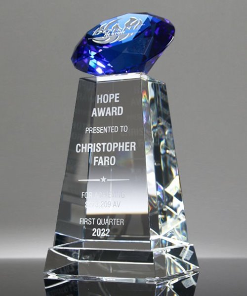 Picture of Diamond Sphere Blue Crystal Award