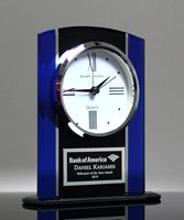 Picture of Black & Blue Glass Clock Award