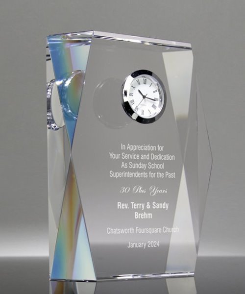 Picture of Faceted Crystal Clock Award