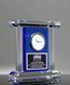 Picture of Blue Crystal Desk Clock with Engraved Plate