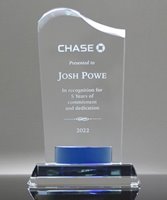 Picture of Wave Top Crystal Award with Blue Banner