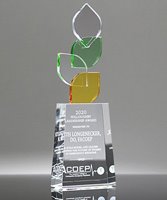 Picture of Amber Green Crystal Leaf Award