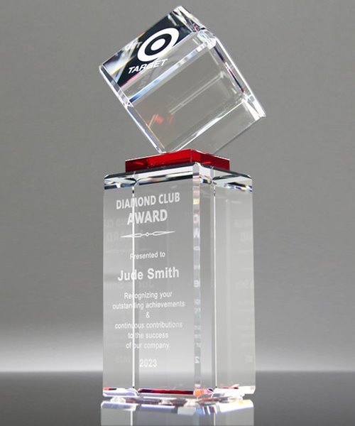 Picture of Elevate Red Crystal Cube Award Tower