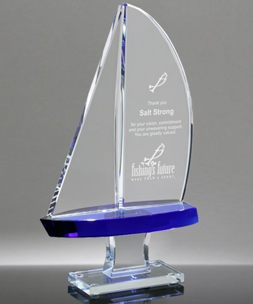 Picture of Blue Crystal Sailboat Award