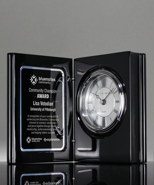 Picture of Black Piano Finish Book Clock Award