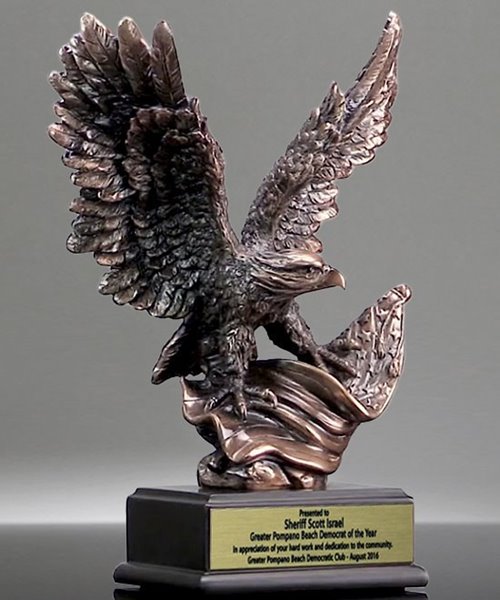 Picture of Bronze Eagle Trophy With American Flag