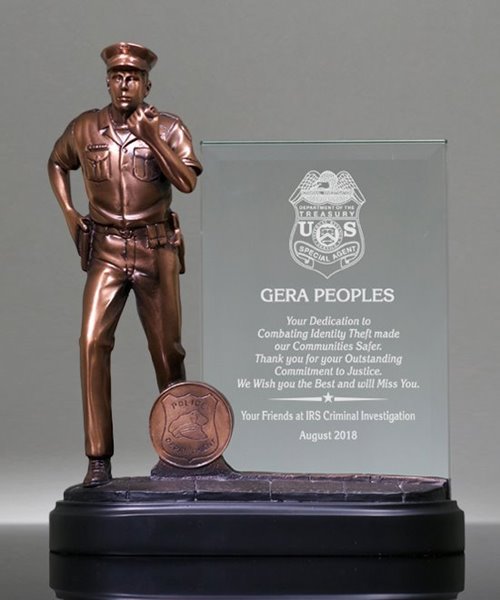 Picture of Policeman Glass Plaque