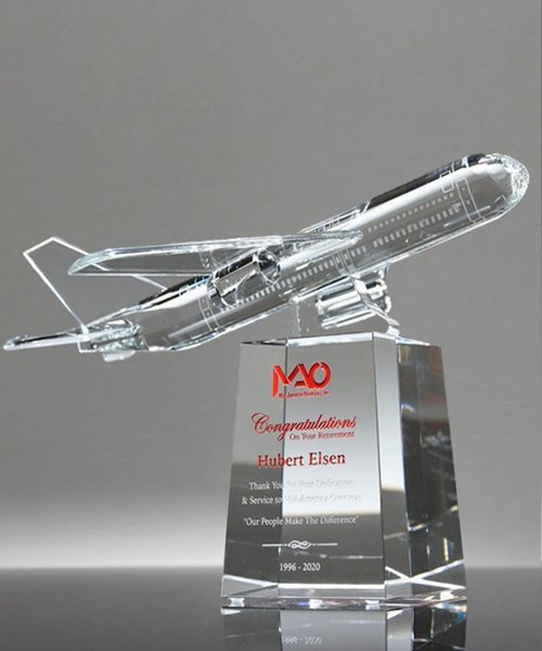 Picture of Airline Pilot Retirement Award Crystal Airplane Trophy