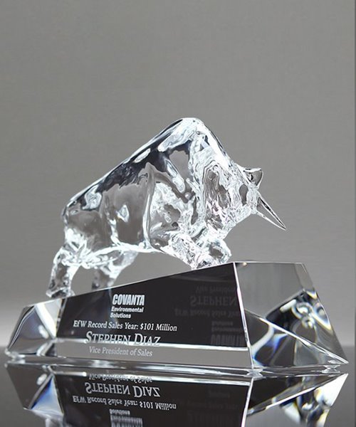 Picture of Clear Crystal Optimistic Bull Award