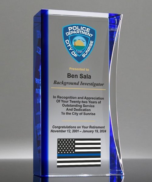 Picture of Distinguished Law Enforcement Crystal Service Award