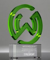 Picture of Custom Green Crystal Logo Award