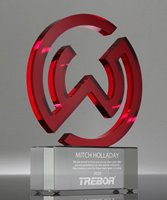 Picture of Custom Red Crystal Logo Award