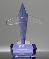 Picture of Custom Shaped Purple Crystal Airplane Award