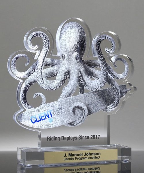 Picture of Surfing Trophy Custom Acrylic Octopus