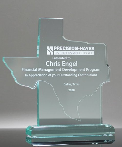 Picture of Custom Jade Acrylic Texas State Shape Award