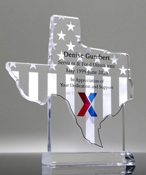 Picture of Texas State Shape Acrylic Award with Two Sided Printing