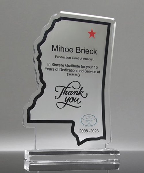 Picture of Mississippi Acrylic State Shape Trophy