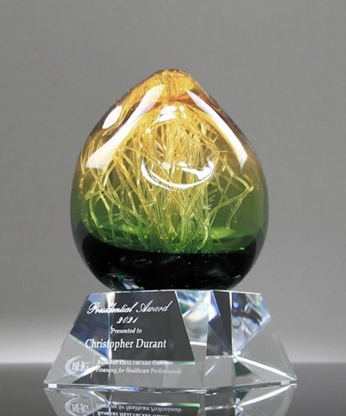 Picture of Amber Orb Art Glass Award