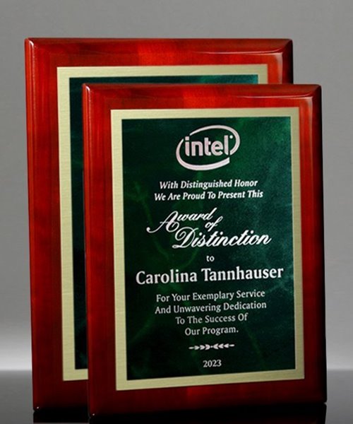 Picture of Gloss Rosewood Designer Plaque - Green Marble Mist