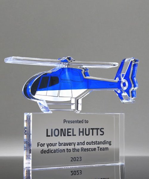 Picture of Acrylic Helicopter Paperweight Trophy