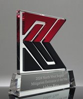 Picture of Custom Crystal Logo Award - Red & Black Overlay