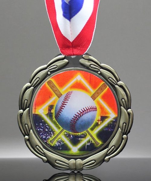 Picture of Epoxy-Domed Baseball Medals - Crossed Bats Theme