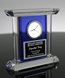 Picture of Blue Crystal Desk Clock with Engraved Plate