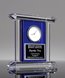 Picture of Blue Crystal Desk Clock with Engraved Plate