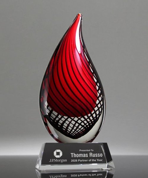 Picture of Scarlet Teardrop Art Glass Award