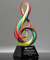 Picture of Radiant Note Art Glass Award - Black Base