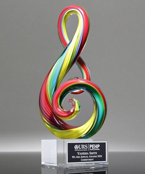 Picture of Rainbow Music Note Art Glass Award