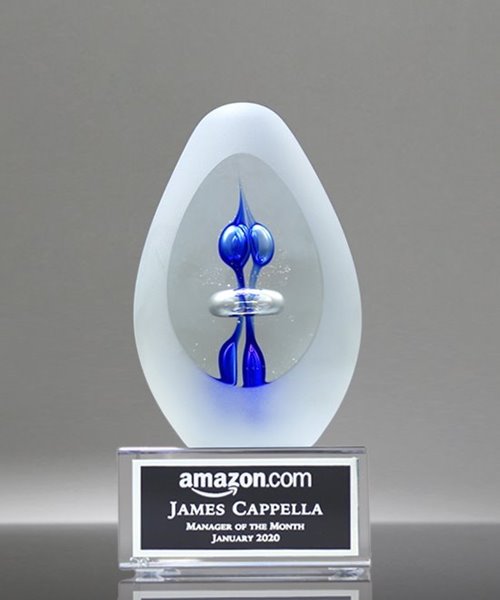 Picture of Sapphire Embers Art Glass Trophy