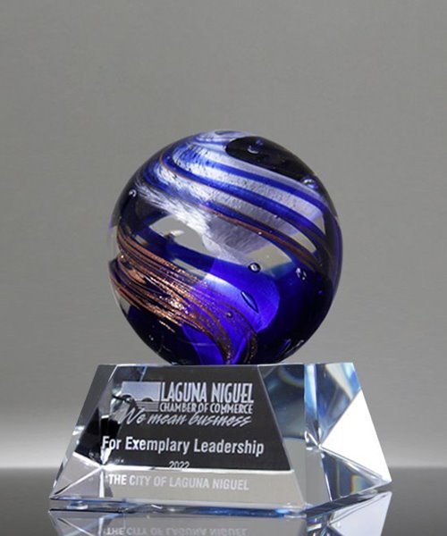 Picture of Gilded Sea Sphere Art Glass Award