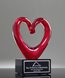 Picture of Ruby Heart Art Glass Trophy - Black Base