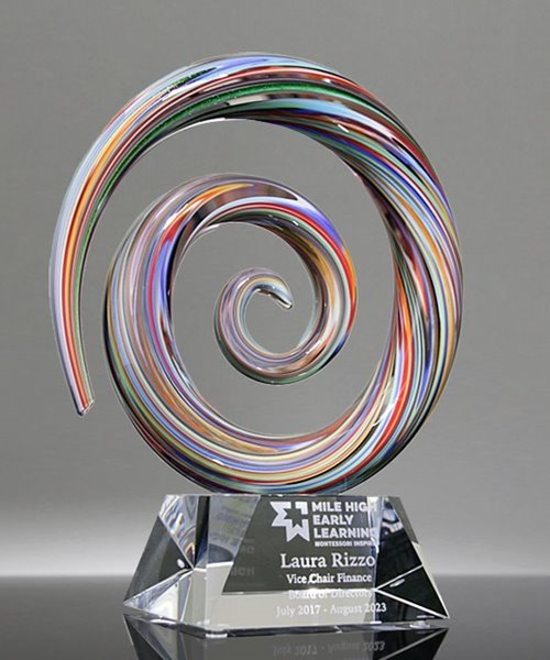 Picture of Lotus Spiral Art Crystal Award