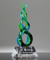 Picture of Serenity Helix Art Glass Award - Clear Base