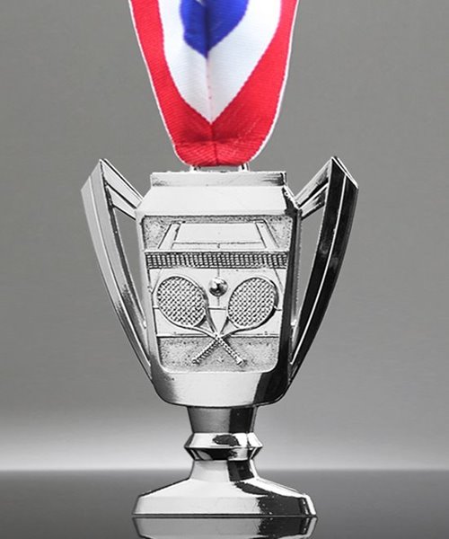 Picture of Tennis Trophy Cup Medals - Silver Tone